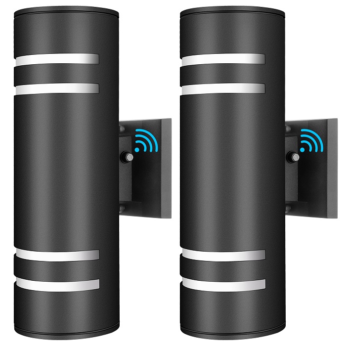 2-Pack Up Down Wall Lights, Dusk to Dawn Sensor Outdoor Wall Sconces, Exterior Wall Lantern Fixture with E26 Base Socket, Wall Mount Lights Anti-Rust Waterproof Matte Black for Patio Garage Doorway